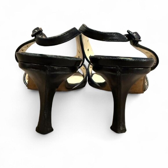 Size 7.5 Black leather cut out strappy Jimmy Choo heels - Picture 4 of 4